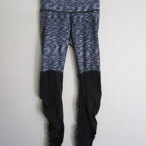 Lululemon Wunder Under Grey and Black Stirrup Yoga Pants